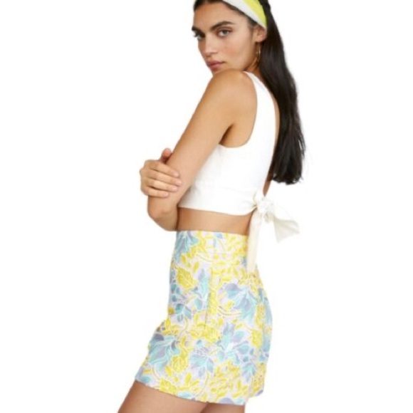 NEW Anthropologie Hutch Lace Pastel Yellow Blue Floral Print Shorts Sz 10 NWT 2 - Picture 2 of 11